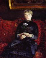 Gustave Caillebotte - Woman Sitting on a Red Flowered Sofa